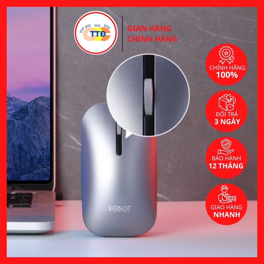 Chuột không dây silent tĩnh âm chống ồn độ phân giải 1600DPI Robot M510, Chuột máy tính không dây thiết kế sang trọng