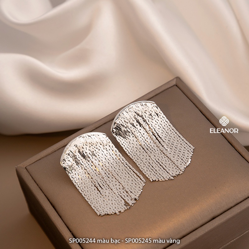 Bông tai nữ chuôi bạc 925 Eleanor Accessories dáng dài tua rua phụ kiện trang sức 5244