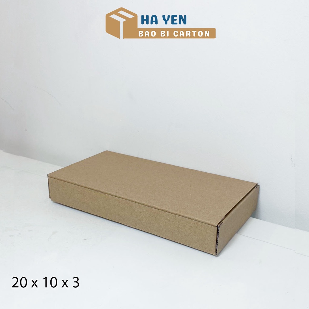 20 x 10 x 3 cm - Combo 100 hộp carton nắp gập 20x10x3 cm đóng hàng