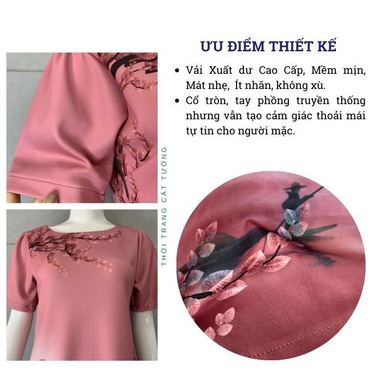 Đầm kiểu thiết kế tặng bà, tặng mẹ màu hồng sang trọng nổi bật đầm Sang 1 - Thời trang Cát Tường