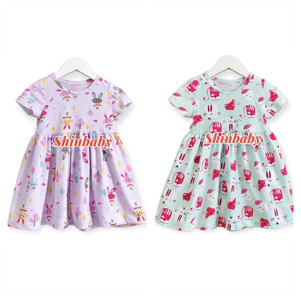 Váy đầm cộc tay cotton xuất xịn nhiều họa tiết dễ thương mềm mát mùa hè cho bé gái