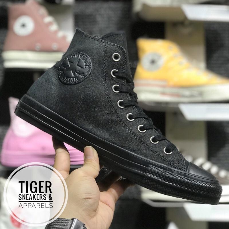 Tiger Sneakers - Giày Converse Classic Leather Allblack chính hãng cổ cao da màu đen (CÓ TEM SIZE)