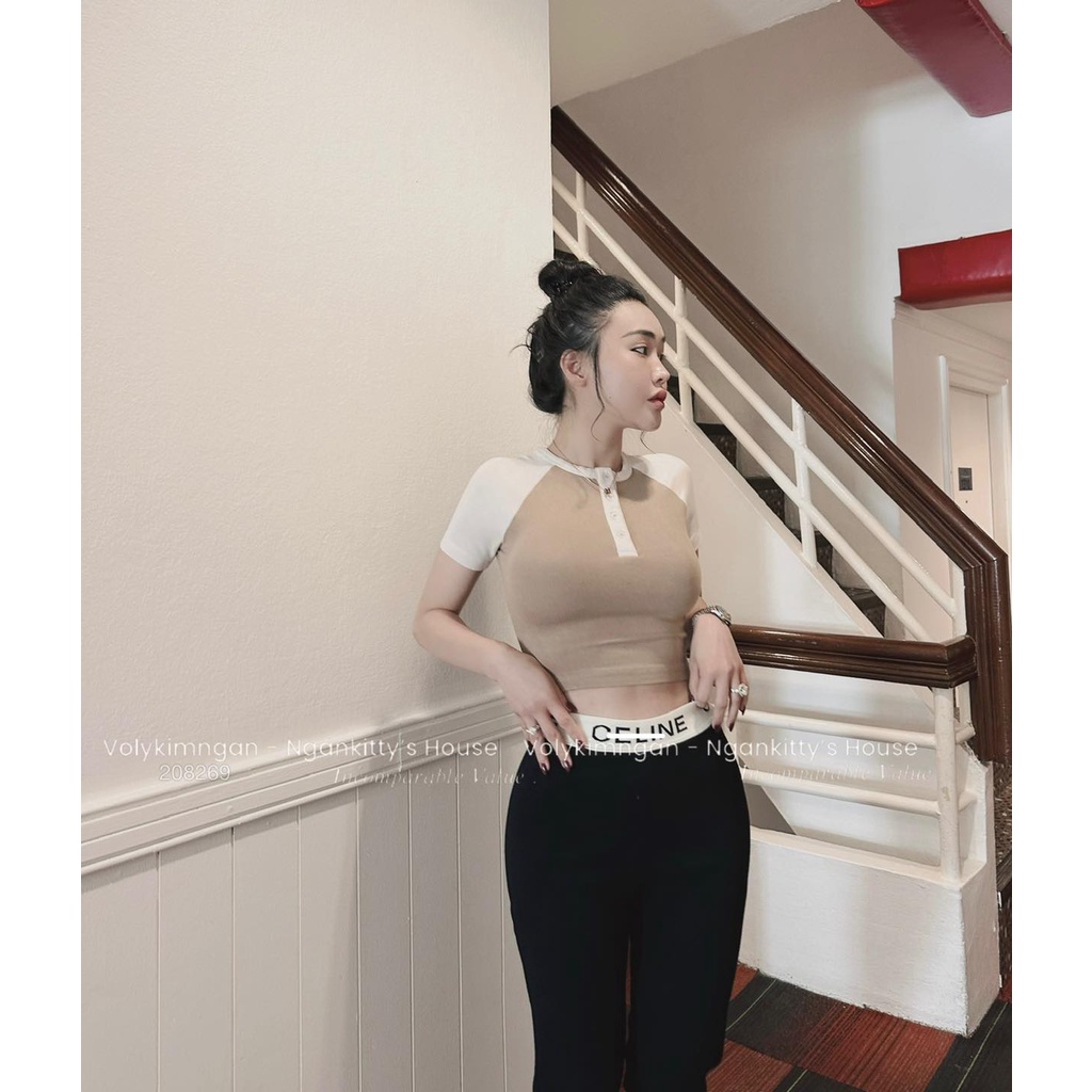 Áo cr.op màu phối tay trụ nút