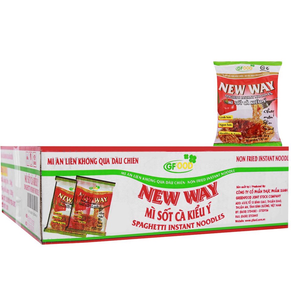 Mì không chiên New Way sốt cà kiểu Ý gói 80g (30 gói / thùng)