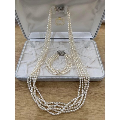 Bộ Trang Sức Bạc Hạt Ngọc Trai Nhỏ Đan Xoắn 5 Vòng - Ngọc Trai Trường Thịnh
