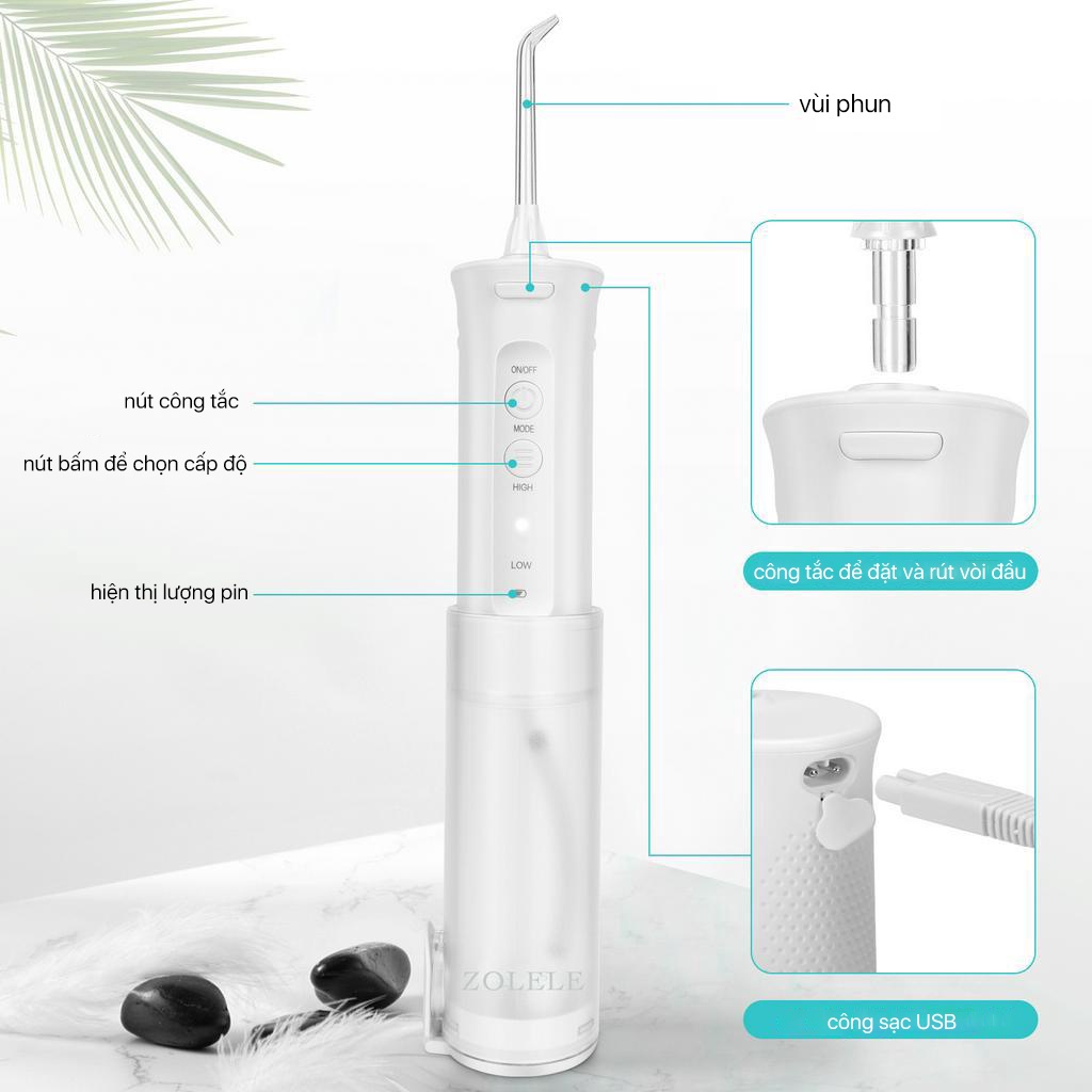Máy tăm nước ZOLELE MH-10 - bình chứa nước 200ml với 5 chế độ phun nước