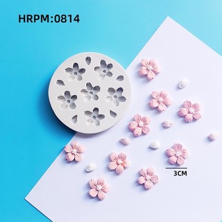 Khuôn silicon 6 hoa đào, mai màu trắng