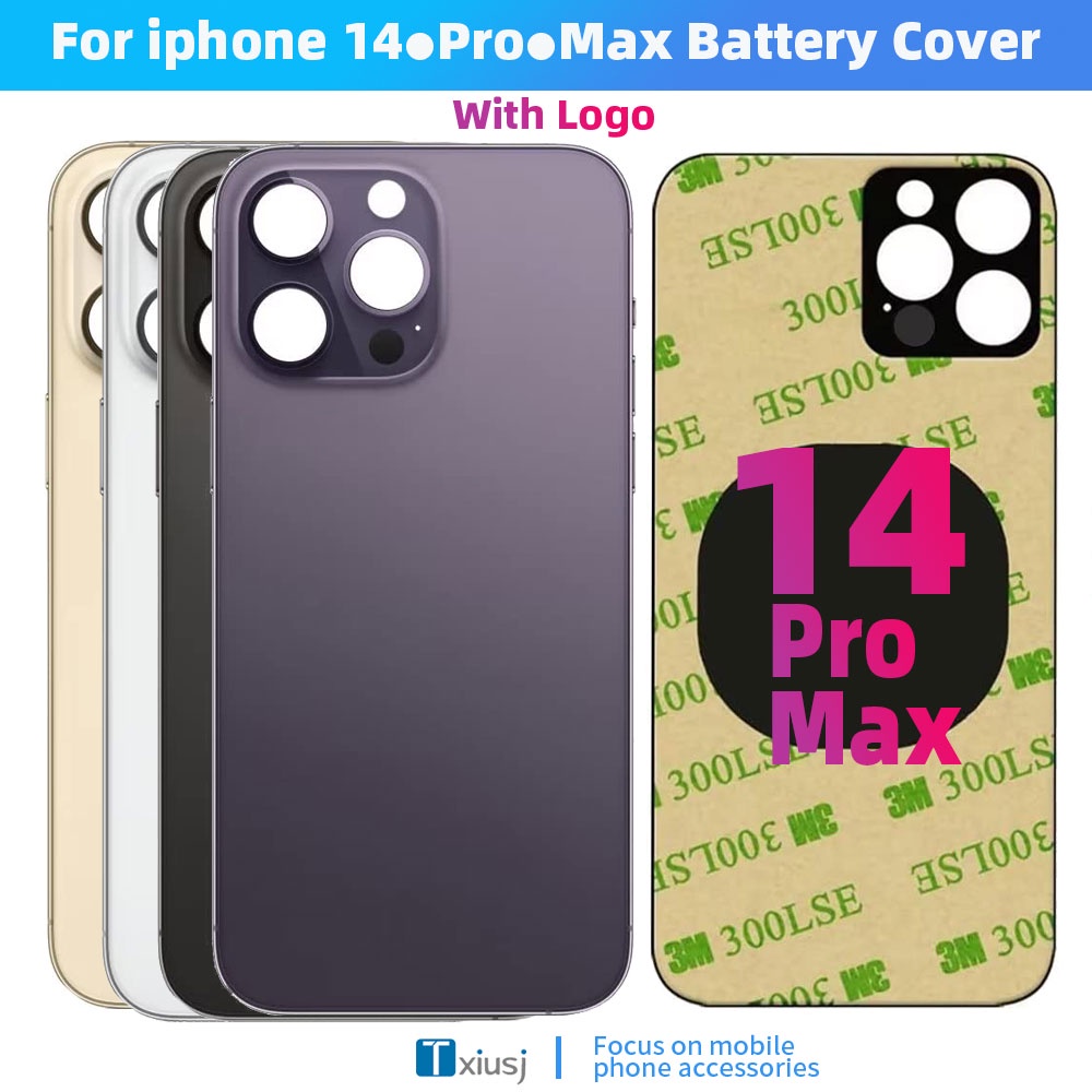 Mặt Sau Kính Lỗ Lớn Pin Camera Lỗ Cửa Sau Nhà Ở Cho iPhone 14 Pro Max 14 Plus Ốp điện thoại Có Logo 