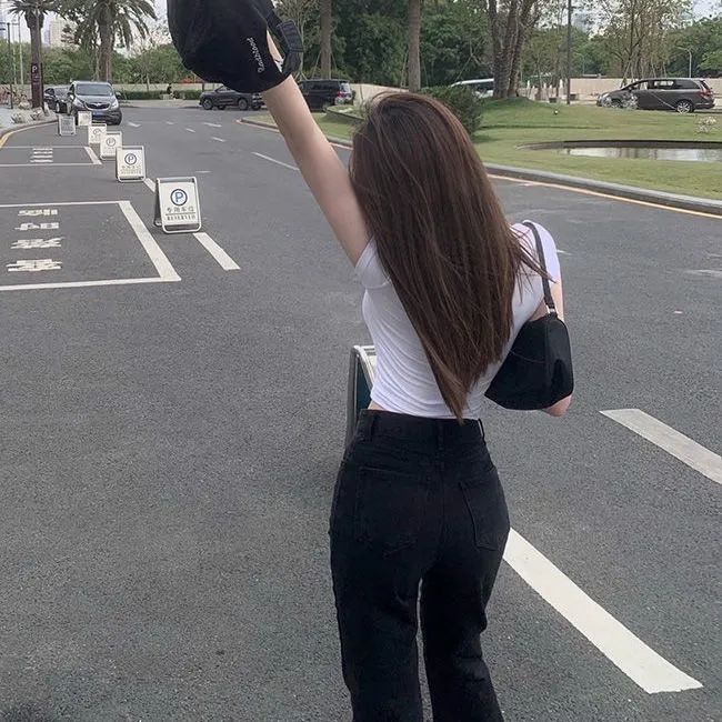 COZOK Quần jeans Dài Lưng Cao Phong Cách retro Hong Kong Thời Trang Cho Nữ