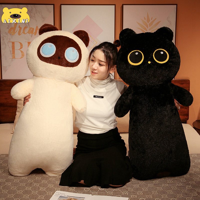 Gấu Bông Mèo Gối mèo dài, mèo đen, búp bê mèo, đồ chơi sang trọng