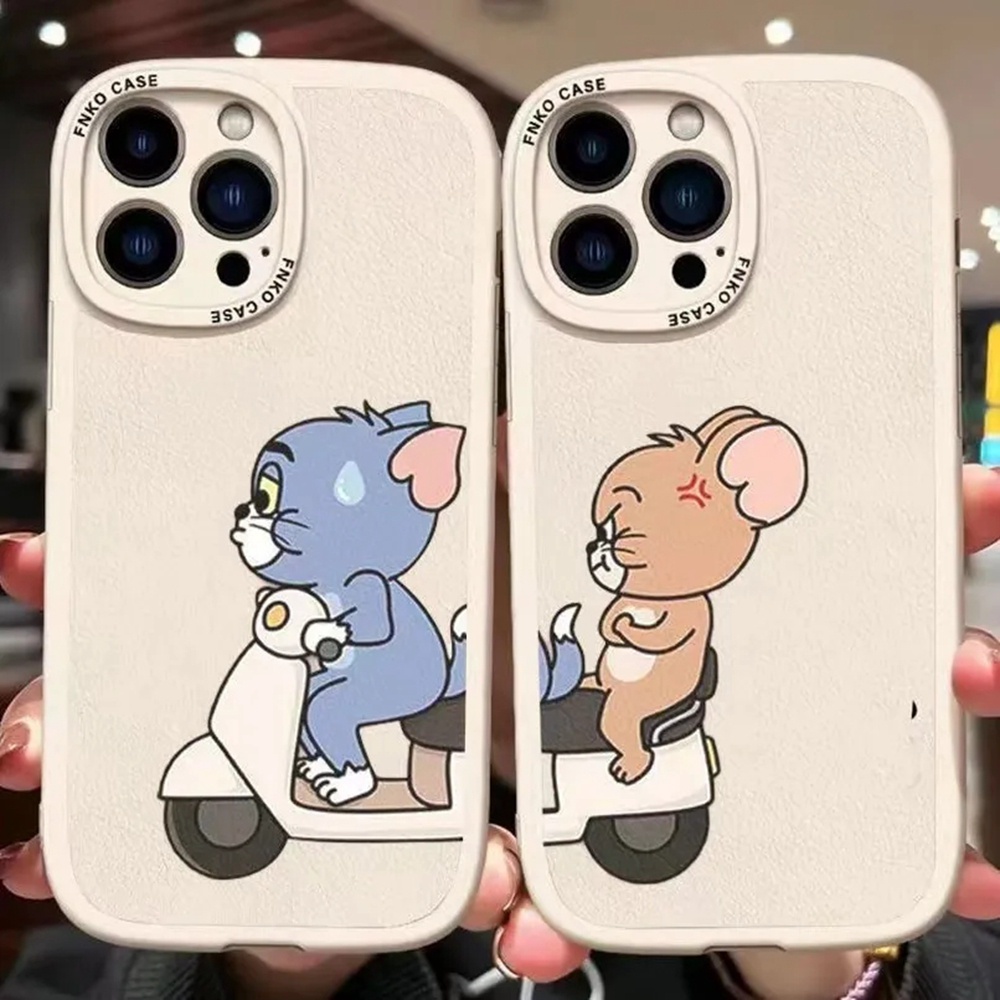 TIGER Ốp điện thoại đi xe máy Tom Và Jerry Mèo và Chuột Silicone thoải mái Lỗ ống kính vuông Chống Sốc cho Apple / iPhone 14Promax 13 12 Pro 11 Xs Max Xr 7/8 Plus SE2 iPhone Case
