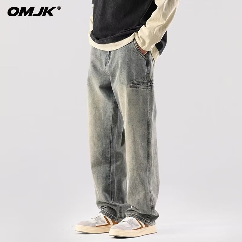 Quần Jean Ống Rộng Phong Cách Retro Nhật Bản Thời Trang Cho Thanh Thiếu Niên