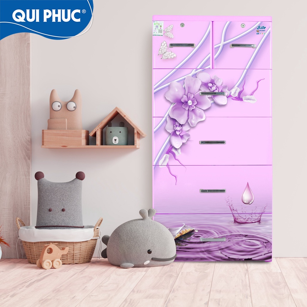 Tủ Nhựa Quần Áo Qui Phúc  Bite 5 Tầng- HỌA TIẾT NGẪU NHIÊN THEO MÀU