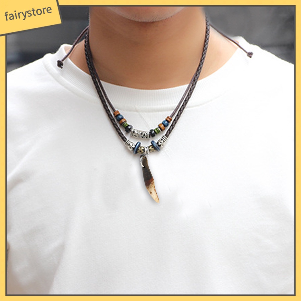 Vòng cổ Giả Da Nhiều Lớp Phong Cách Retro Vintage Thời Trang Cho Nam [Fairy1]