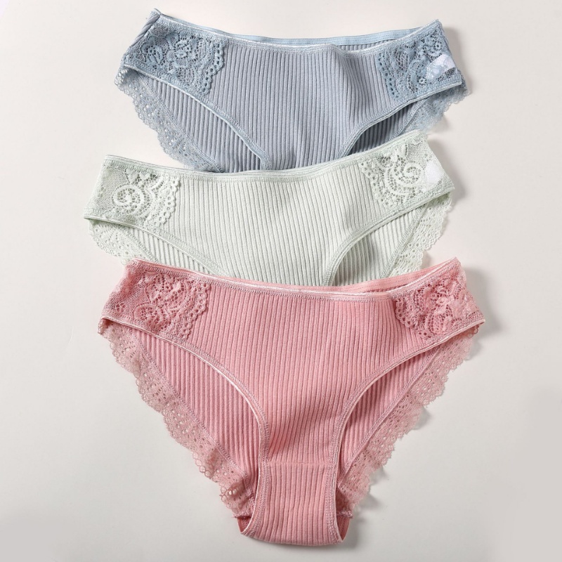 Quần Lót Cotton Lưng Thấp Phối Ren Quyến Rũ Cho Nữ