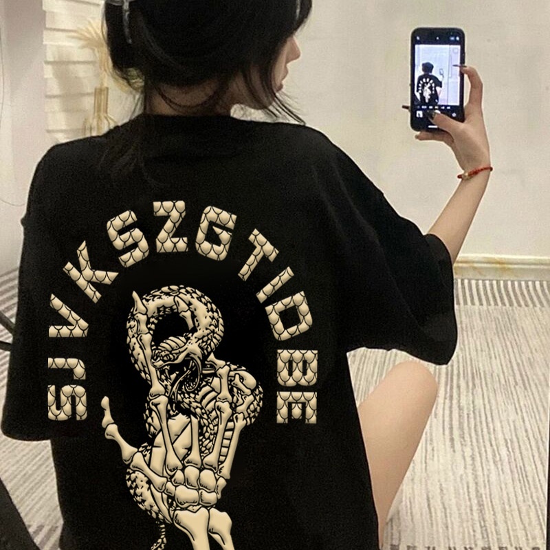 Áo Thun Ngắn Tay Dáng Rộng In Chữ Phong Cách Vintage Thời Trang Mùa Hè Mới Cho Nữ