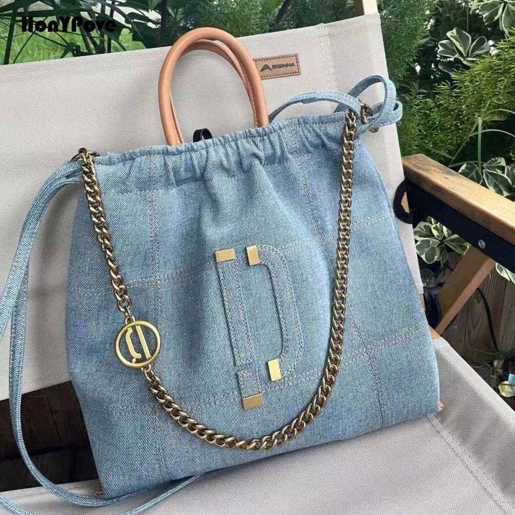 Honypove Túi Xách Da Mềm Cỡ Lớn Phối Dây Xích Đeo Vai Sành Điệu Thời Trang Cho Nữ Phong Cách Mới 2023