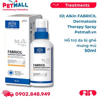 Xịt Alkin FABRICIL Dermatosis Therapy Spray 50ml - Hỗ trợ da ghẻ, mưng mủ Petmall