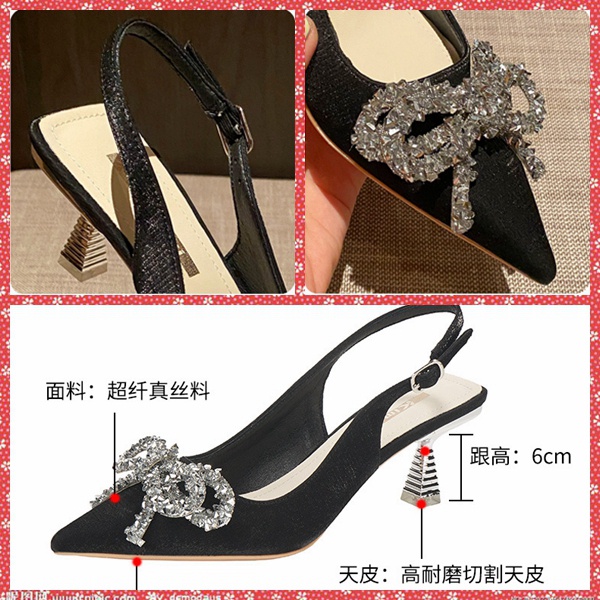 Sandal Cao Gót 6CM Mũi Nhọn Đính Đá Thời Trang Dành Cho Nữ