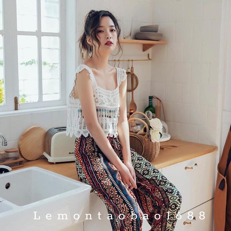 Áo 2 Dây Cánh Tiên Đi Biển Kiểu Len Móc Phong Cách Boho Lemontaobao