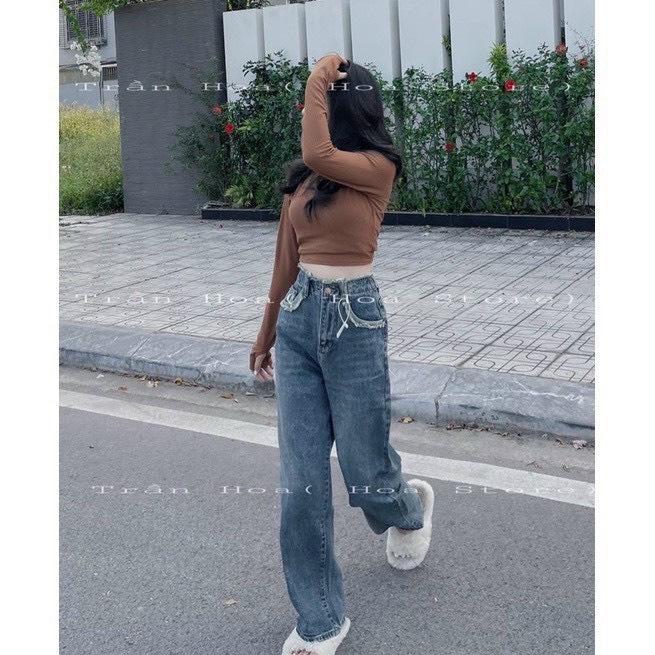 ✨BÁN SỈ✨Quần JEANS suông cạp túi tua rua