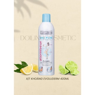 Xịt khoáng evoluderm dưỡng ẩm cấp nước & làm dịu da 400ml atomiseur eau pure