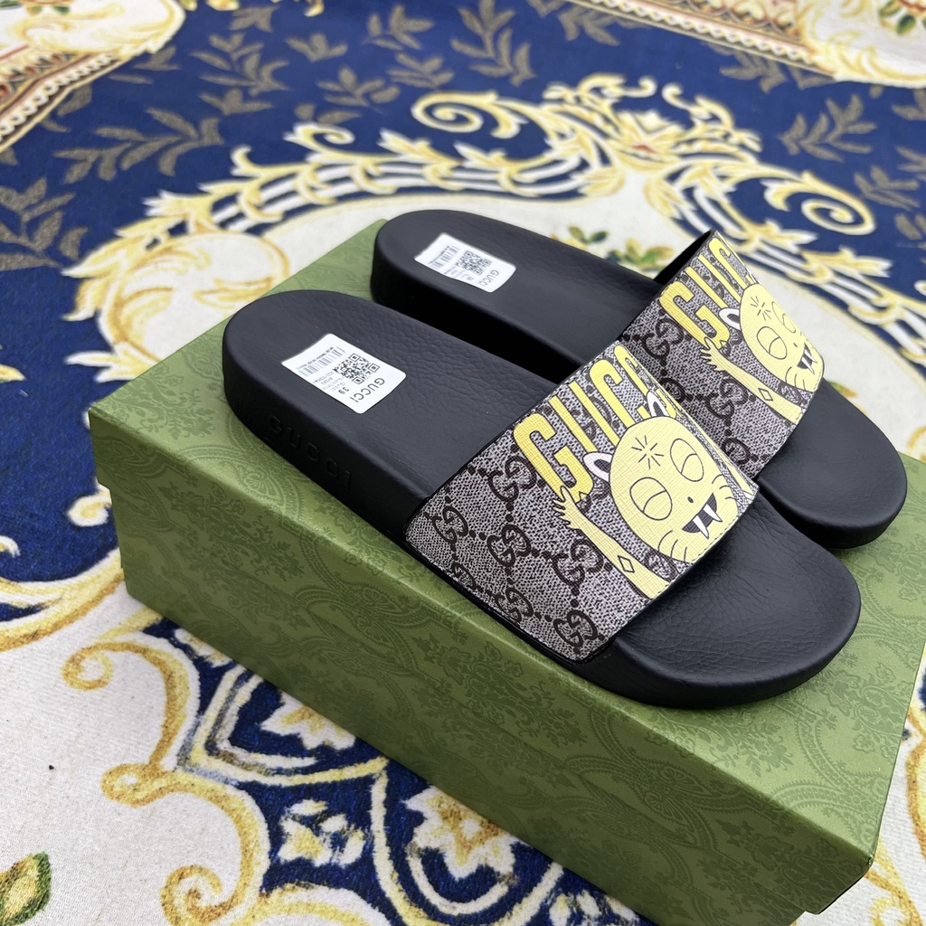 Dép lê quai ngang Gucci mèo fullbox bill thẻ LA on web