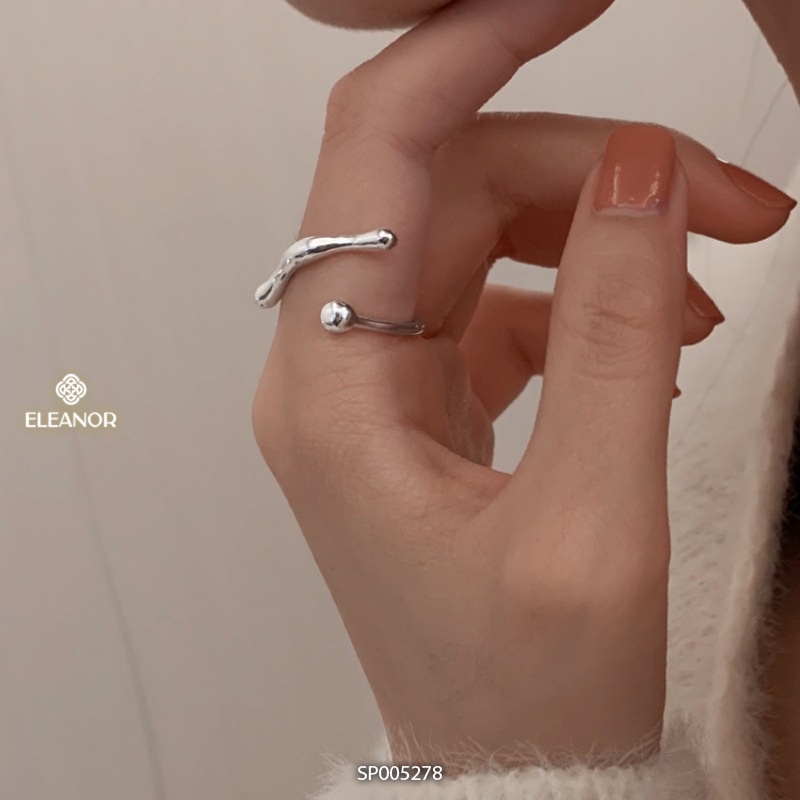 Nhẫn nữ hở bạc 925 Eleanor Accessories viền cong phụ kiện trang sức phong cách basic 5278