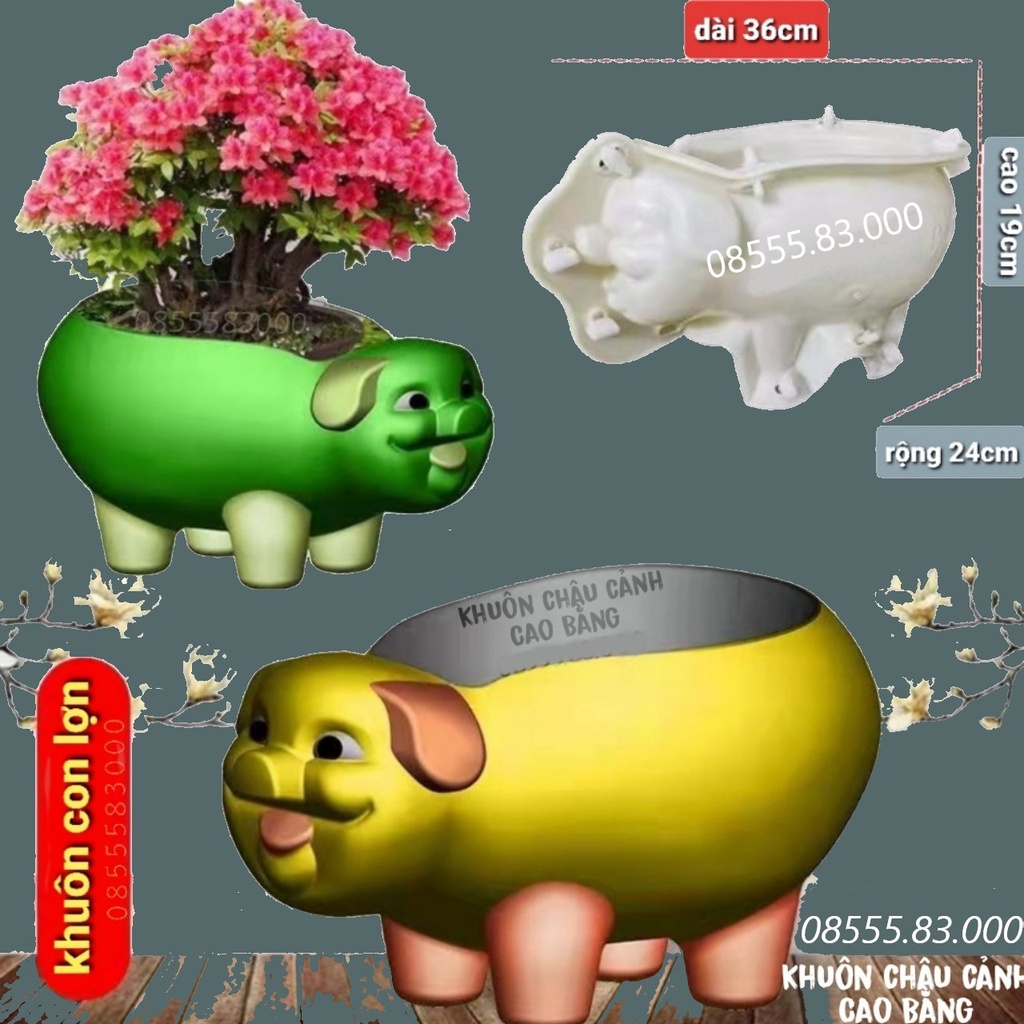 Khuôn đúc chậu cảnh hình con lơn (khuôn chậu ABS siêu bền)