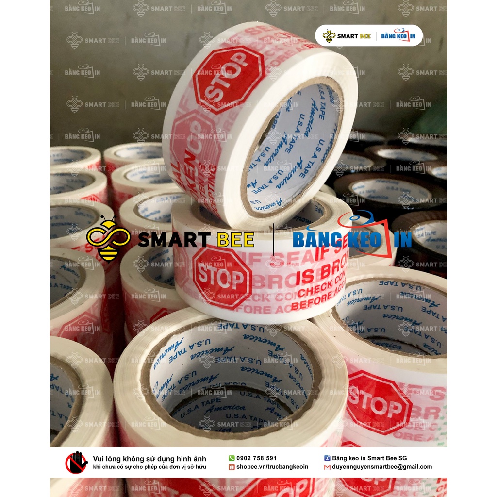 Cuộn băng keo NIÊM PHONG, CẢNH BÁO, dán thùng