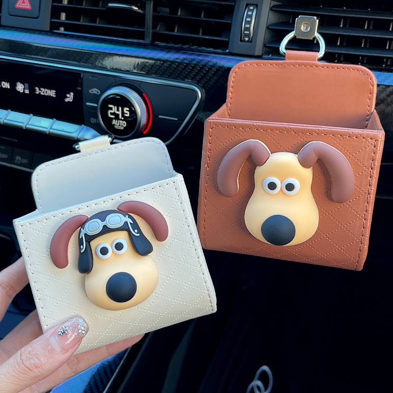 Car Wallace and Gromit Air Outlet Storage Pocket Phone Hanging Bag Creative Car Sundries Storage Box Hanging Storage Same Style Liyp