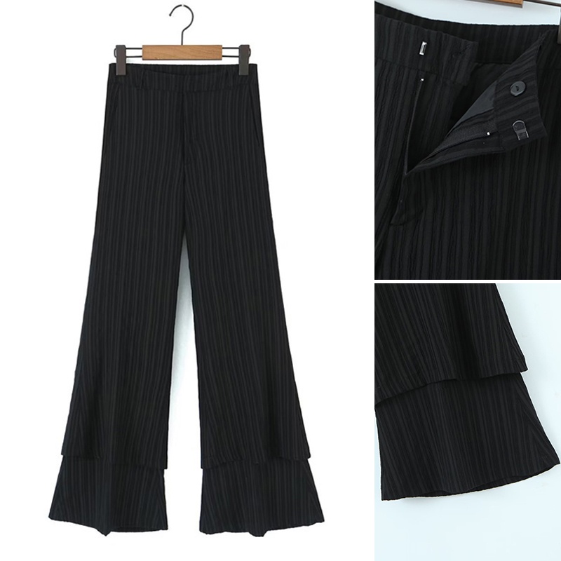 Quần Dài Ống Loe Hai Lớp Họa Tiết Kẻ Sọc Phong Cách Âu Mỹ Zara 23 Thời Trang Mùa Xuân