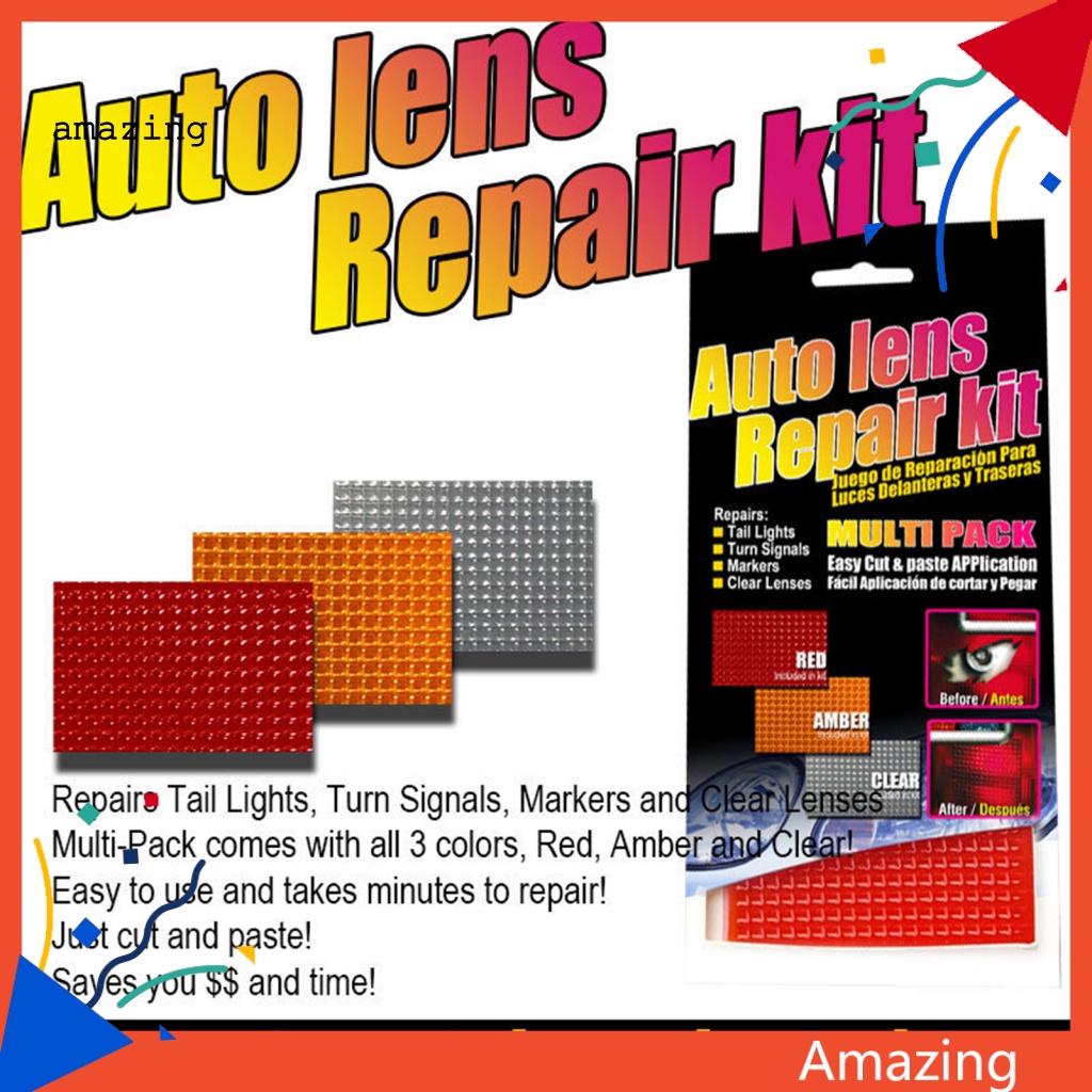 Bộ 3 Miếng Vá Đèn Đuôi Xe Hơi Bằng PVC Mềm Tự Dính Tiện Dụng