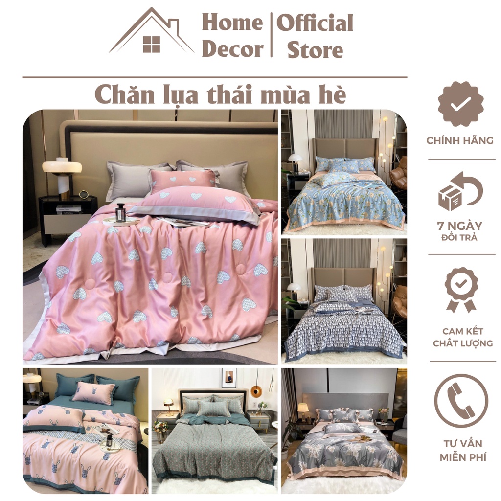 Chăn mùa hè lụa chần bông 3 lớp nhập khẩu cao cấp, chăn mền lụa thái mềm mịn thoáng mát kích thước 2mx2m2