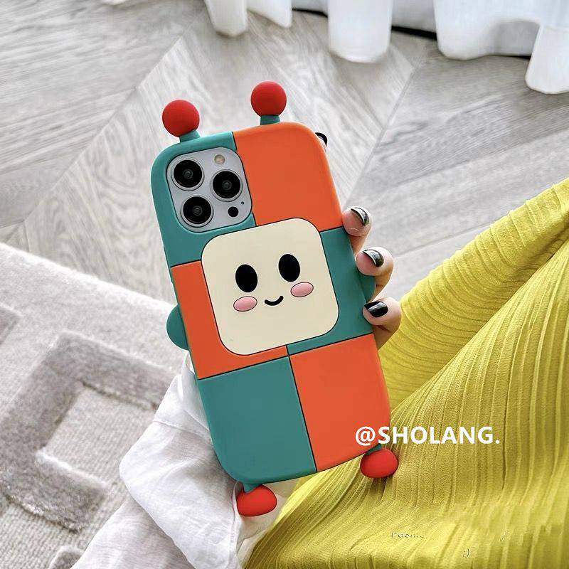 Ốp điện thoại silicone mềm robot màu tương phản thích hợp cho Iphone14promax 13 12/11 XS/Xr/Xsmax