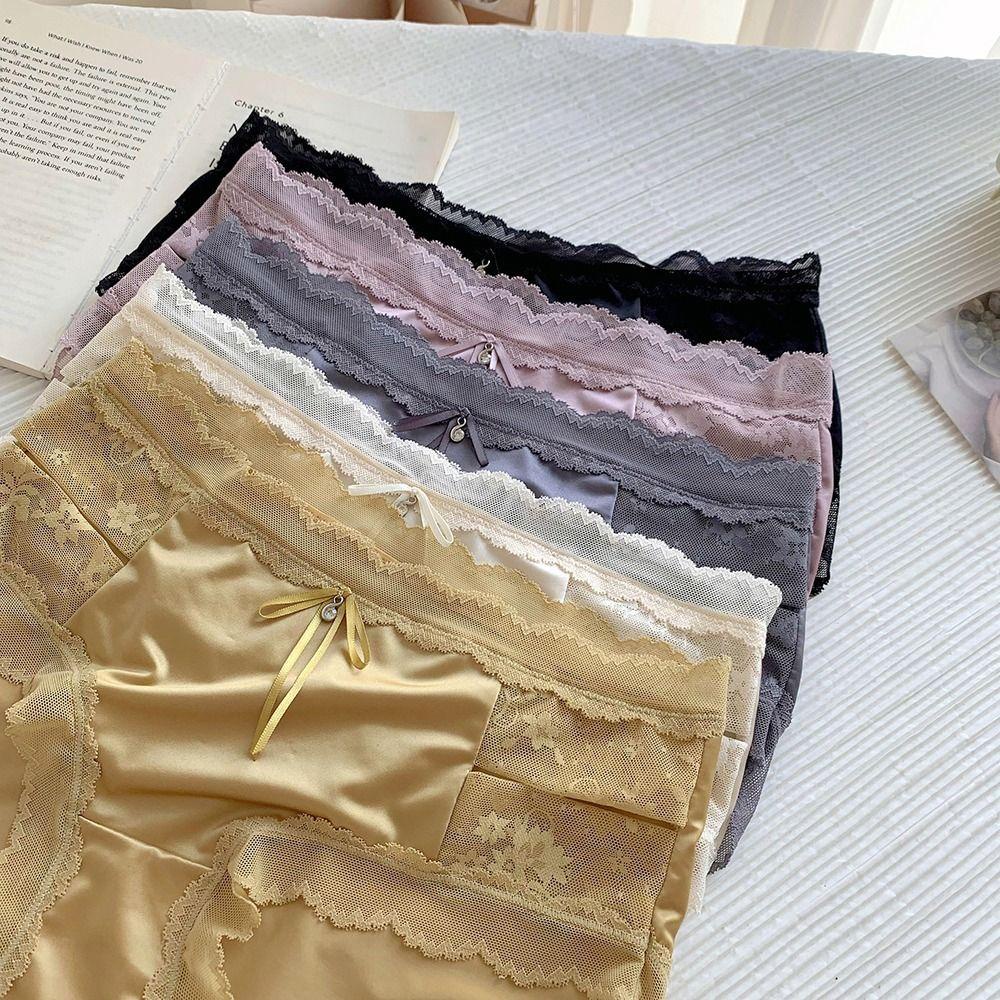 Quần Lót Satin Không Đường May Đính Nơ Thanh Lịch Cho Nữ