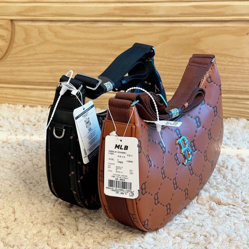 Túi MLB hobo nữ kẹp nách dây đeo bảng to chất da dày dặn form siêu nét
