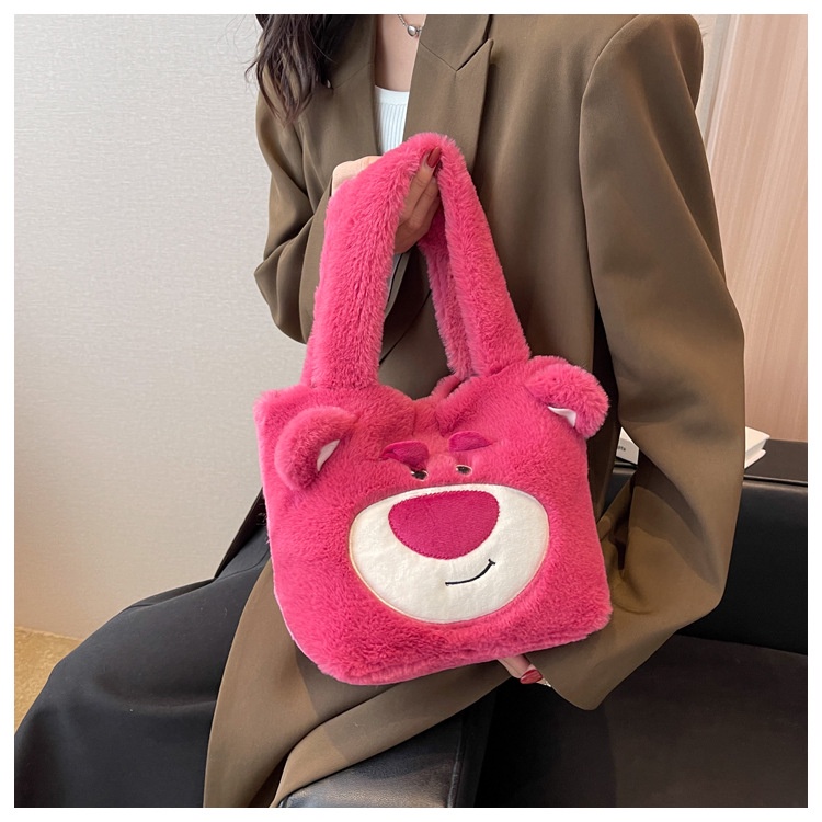 Túi Tote Sức Chứa Lớn In Họa Tiết Dâu Tây / Gấu Hoạt Hình Phong Cách Thời Trang Mùa Xuân 2023