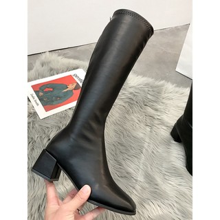 ORDER - Giày boot,bốt da cao cổ nữ mũi vuông cao cấp Hàn Quốc (Có ảnh thật)