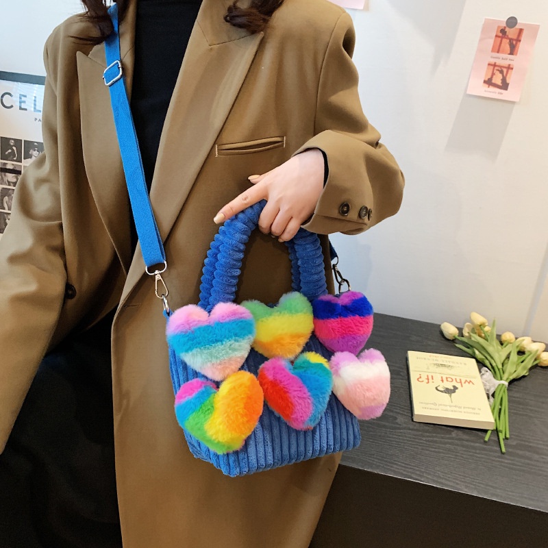 Túi Đeo JASMIN NOIR Chéo Vai Hình Trái Tim Bằng Vải Flannel Dành Cho Nữ