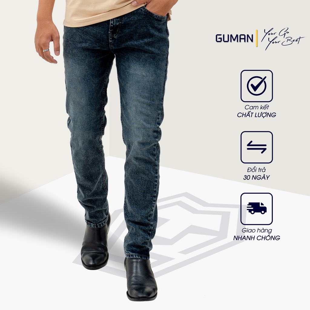 Quần Jean Ryder, Phom Slim Fit, Màu Xám Đậm GLJ12 - GUMAN