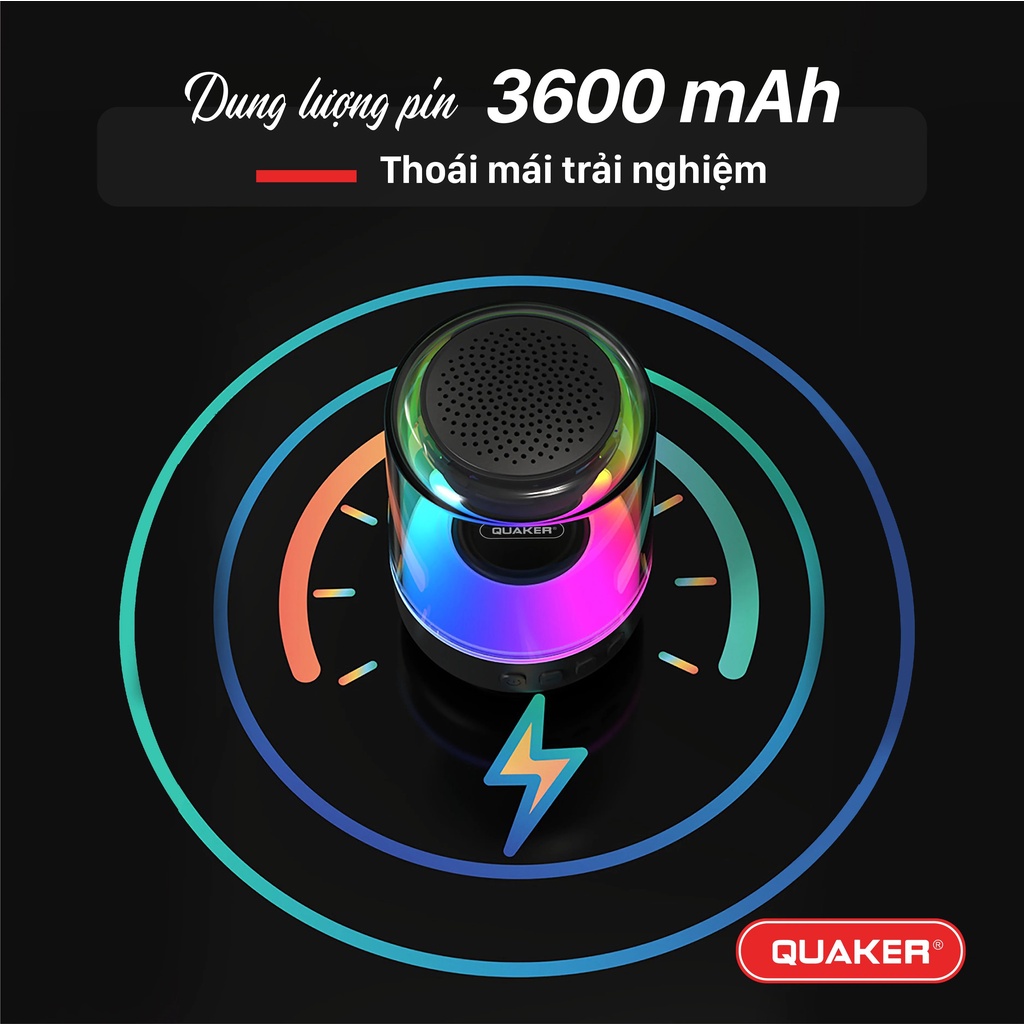 Loa bluetooth mini Quaker QL01 đèn led 7 màu âm thanh sống động thiết kế nhỏ gọn