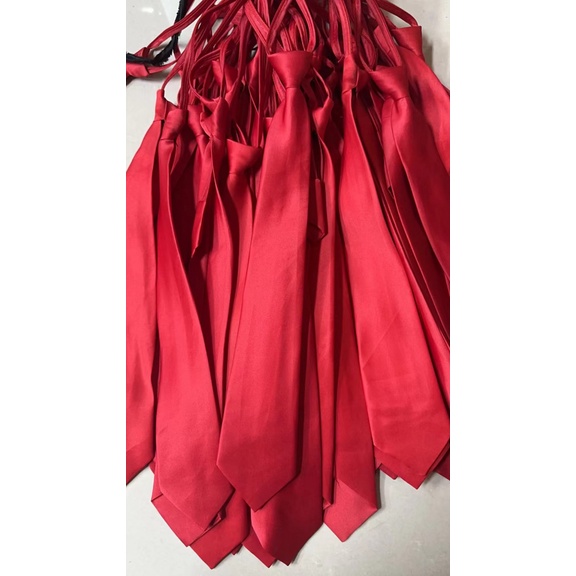 Cà Vạt 8cm Màu Đỏ Đen Trơn Phối Khóa Kéo Cá Tính Cho Nam Và Nữ Cà Vạt