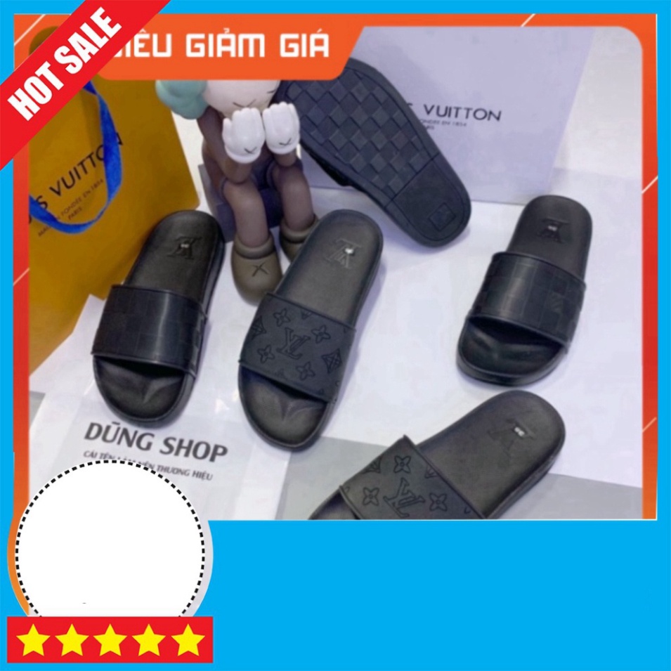 FREE SHIP Dép lê Lv hoa chìm ô dập ảnh thật - Dép lê nam quai cao su đẳng cấp DL83 TrungPii Siêu rẻ shopee