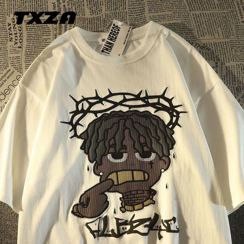 Áo Thun 100% Cotton Tay Ngắn Dáng Rộng Phong Cách Hip Hop Cho Nam