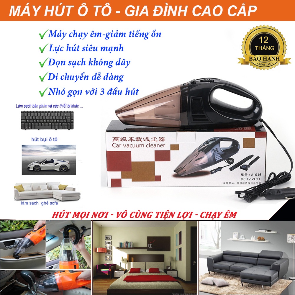 Máy Hút Bụi Ô TÔ Cầm Tay, Máy Hút Bụi Đa Năng, Với Công Xuất Lớn Hút Sạch Bụi Bẩn Như Sàn Nhà , Gầm Ghế. BH 12 Tháng !