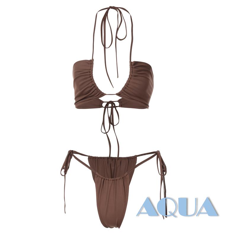 Bộ Bikini Hai Mảnh Màu Trơn Gợi Cảm Cho Nữ