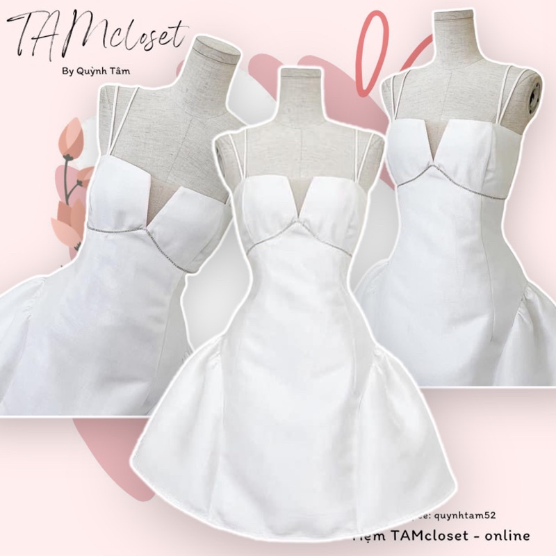 Đầm 2dây xoè dự tiệc đính đá siêu sang TK1187