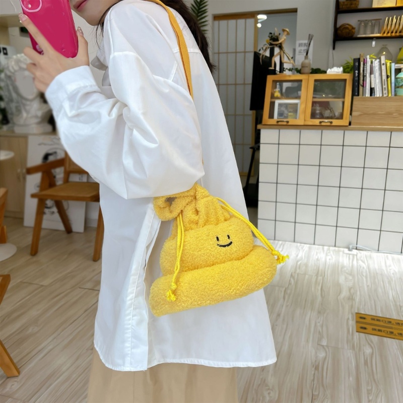 Túi Đeo Chéo Dây Rút Hình Poop Hoạt Hình Dành Cho Nữ