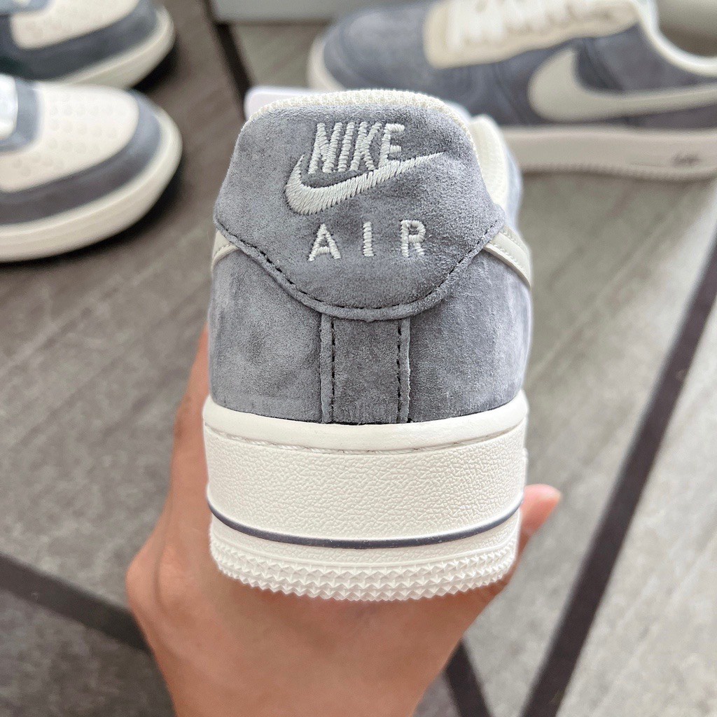Giày sneaker Air Force1 xám nỉ, Giày Air force 1 Grey Pavy Tale  bản cao cấp full phụ kiện